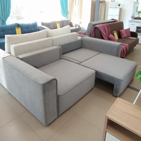 Диван прямой Бергамо выкатной 2х секционный НПБ (ткань: Model Dark Grey)