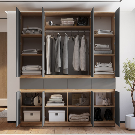 Шкаф 4-х створчатый "Багира" ШК-13 (Крафт/Графит)