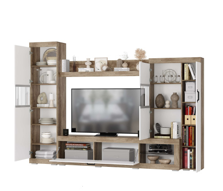 Гостиная "Тесла" ГС-01 (дуб каньон/ белый)