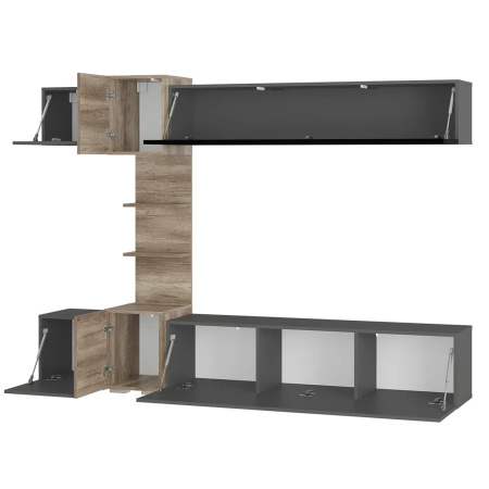 Гостиная "Рейн" ГС-01 (Графит/Дуб каньон)