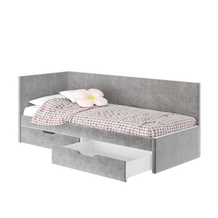 Кровать односпальная "Лео" КР-49 (Белый/Хром/ЛДСП настил)