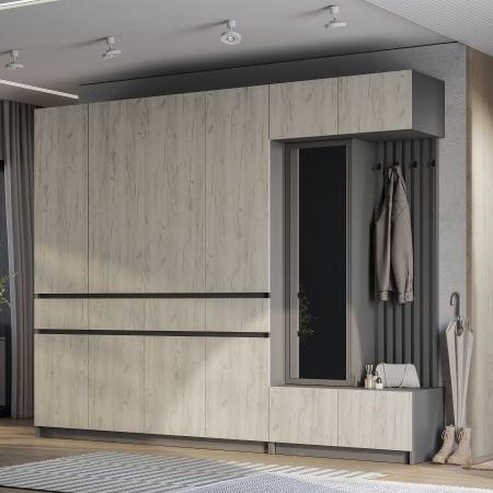 Шкаф 4-х створчатый "Багира" ШК-13 (Графит/Крафт белый)