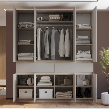 Шкаф 4-х створчатый "Багира" ШК-13 (Дуб смоки/Кашемир)