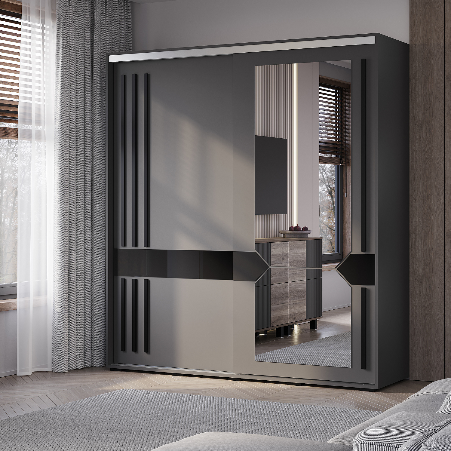 Новинка - шкаф-купе "Крафт-9" графит